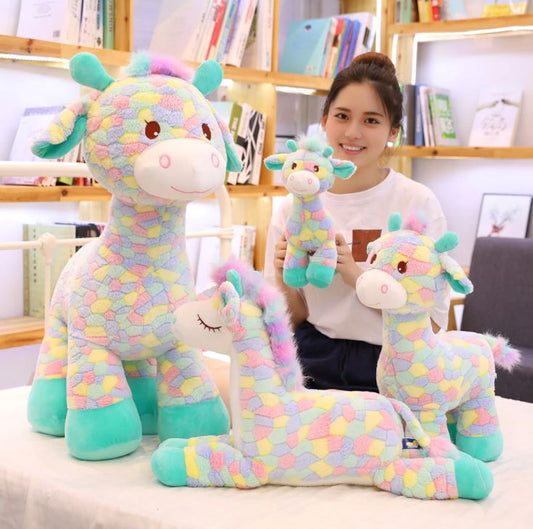Kawaii Cute Soft Rainbow Giraffe Animal Plush Stuffed Toy