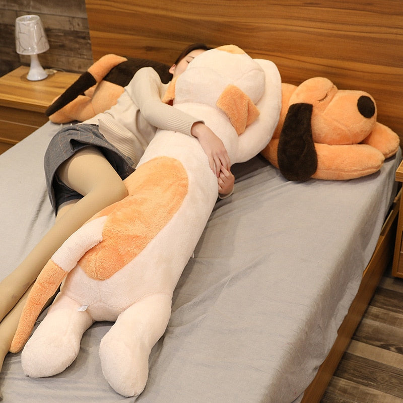 Kawaii Cute Long Sleepy Dog Stuffed Animal Plush Body Pillow Toy