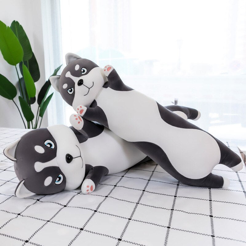 Kawaii Cute Long Husky Dog Stuffed Animal Plush Body Pillow Toy