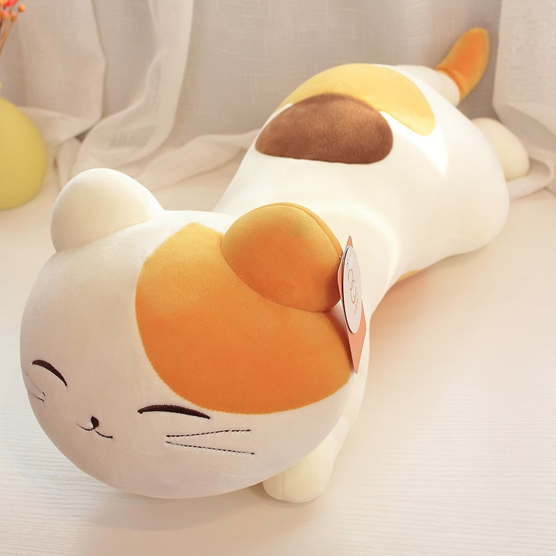 Kawaii Cute Long Calico Kitty Cat Animal Plush Stuffed Toy