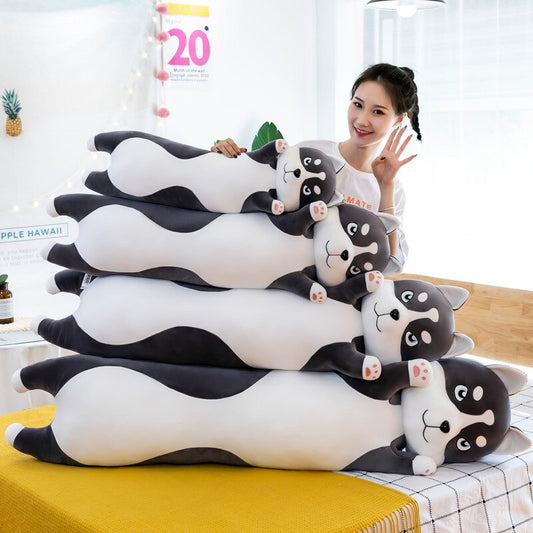 Kawaii Cute Long Husky Dog Stuffed Animal Plush Body Pillow Toy