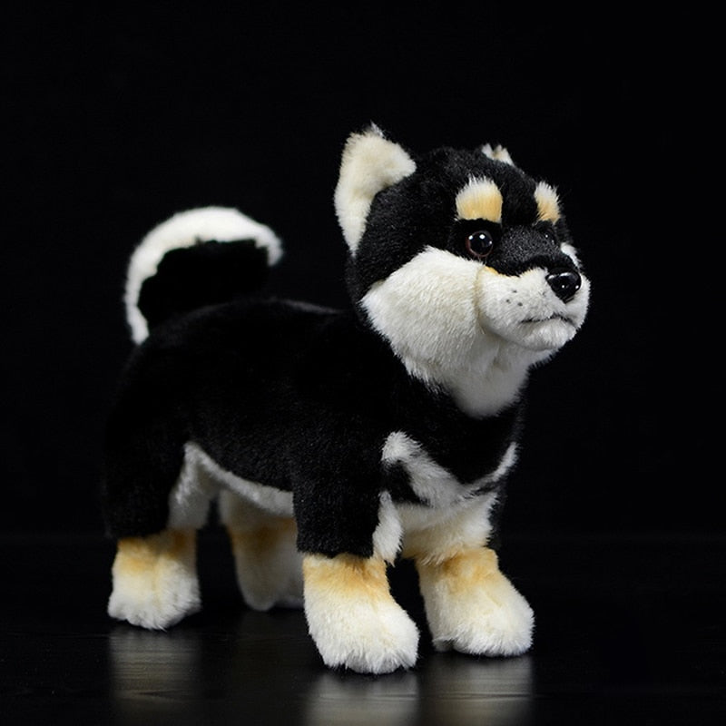 Kawaii Cute Black Shiba Inu Dog Realistic Animal Plush Stuffed Toy