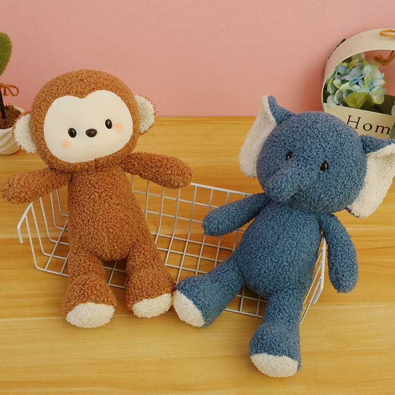 Kawaii Cute Baby Soft Monkey Lion Elephant Cat Animal Stuffed Plush Toy